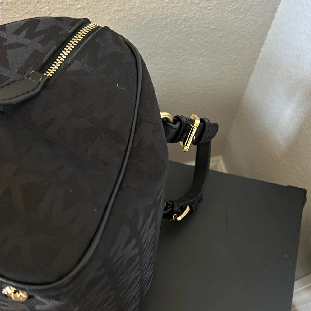 Michael Kors Black Canvas MK Logo Satchel - Picture 6 of 11
